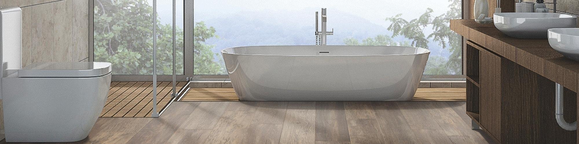 Vinyl flooring in a modern bathroom